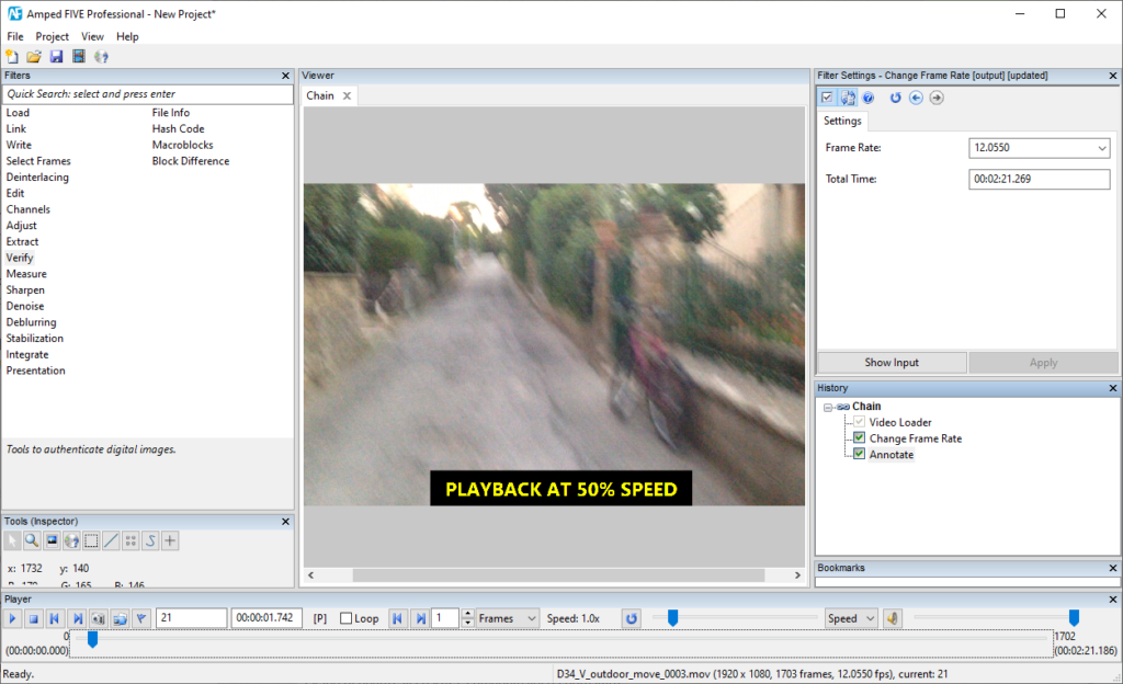 change frame rate filter applied to image of a bike in amped five
