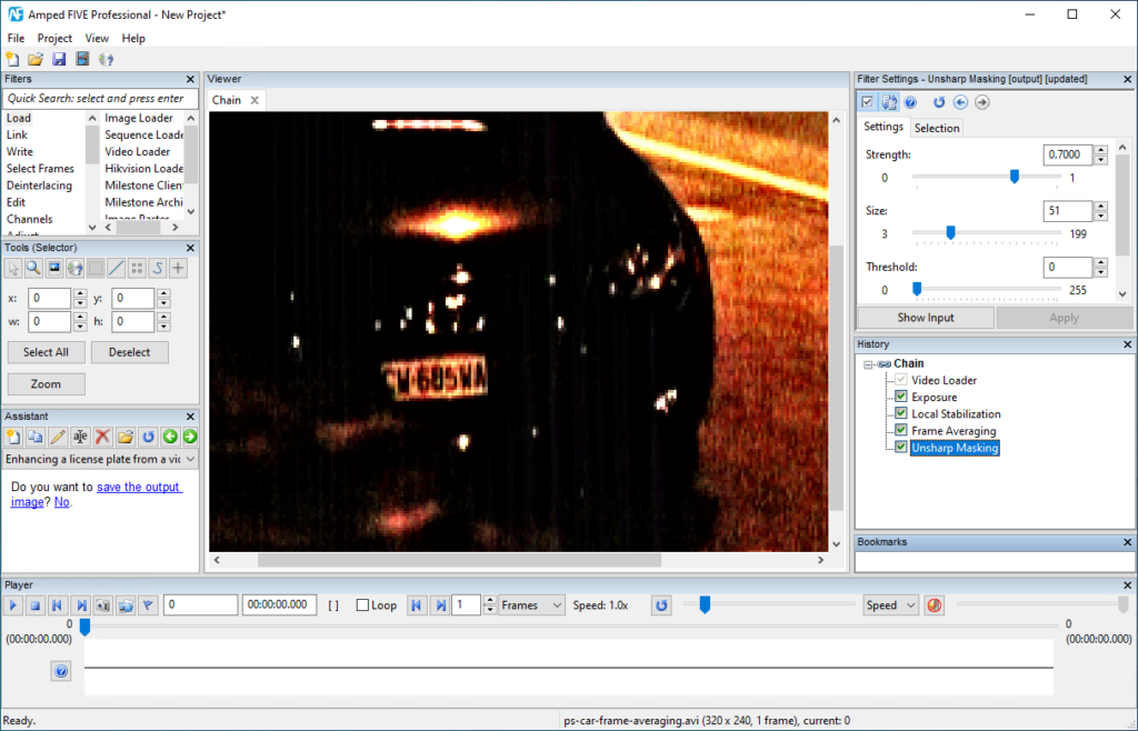 enhanced frame of a license plate in amped five