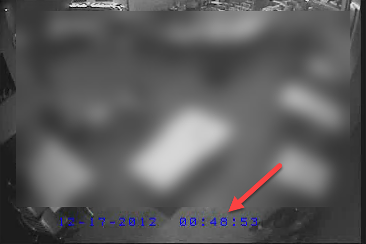 arrow pointing date and time on a cctv video recording