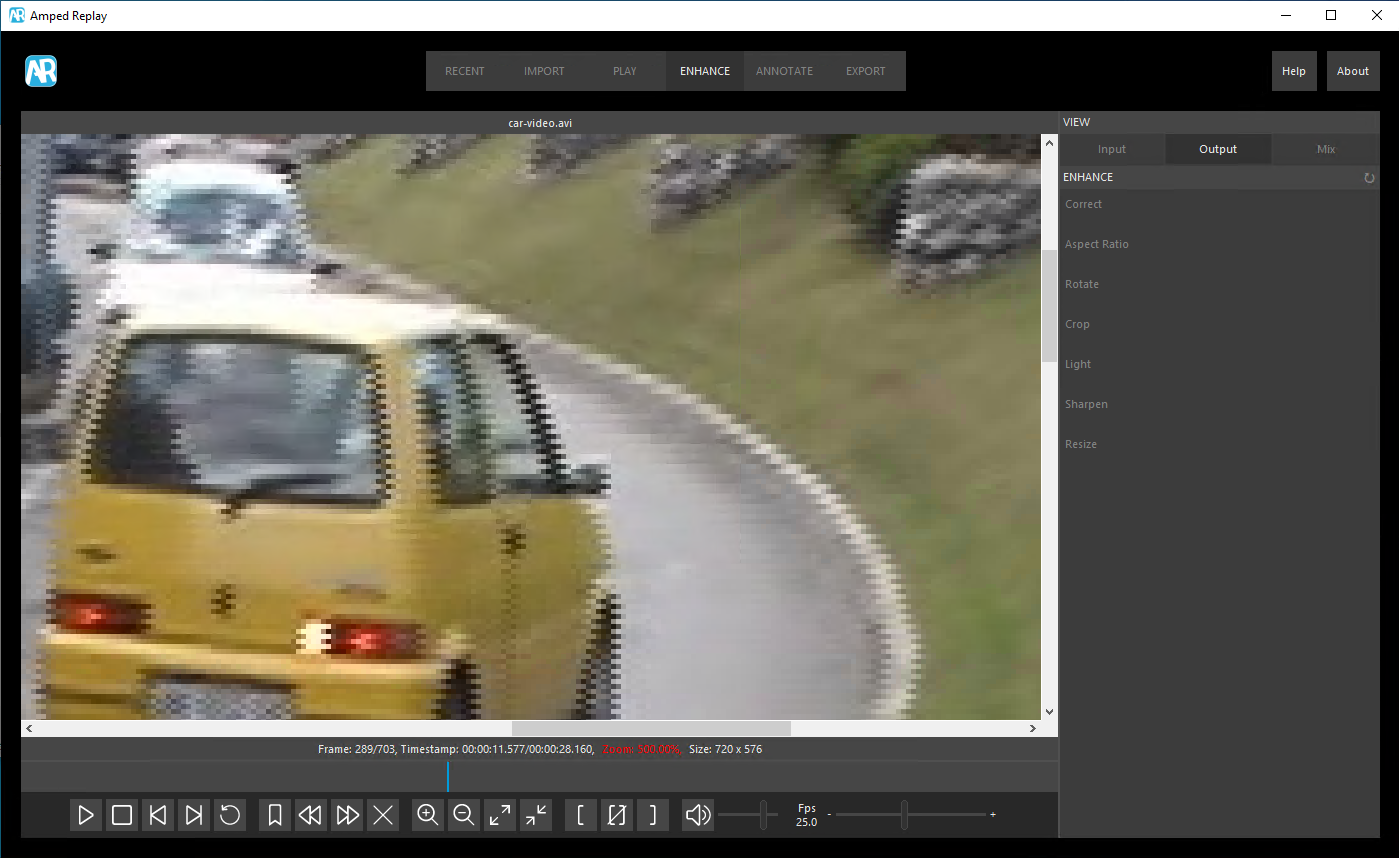 image of a yellow car with jagged edges in amped replay