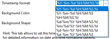 timestamp format option