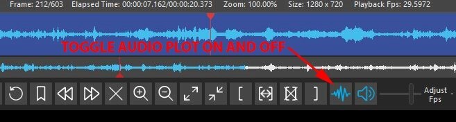 waveform button to toggle audio plot on and off to remove sensitive audio
