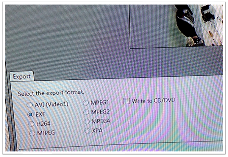 select the export format for cctv recovery