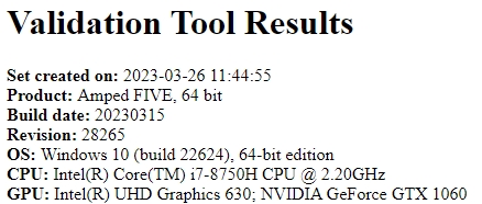 validation tool results file
