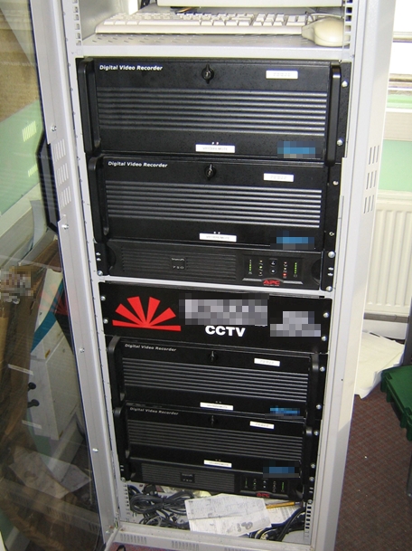large rack of cctv recording systems