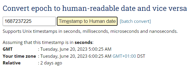 timestamp to human date