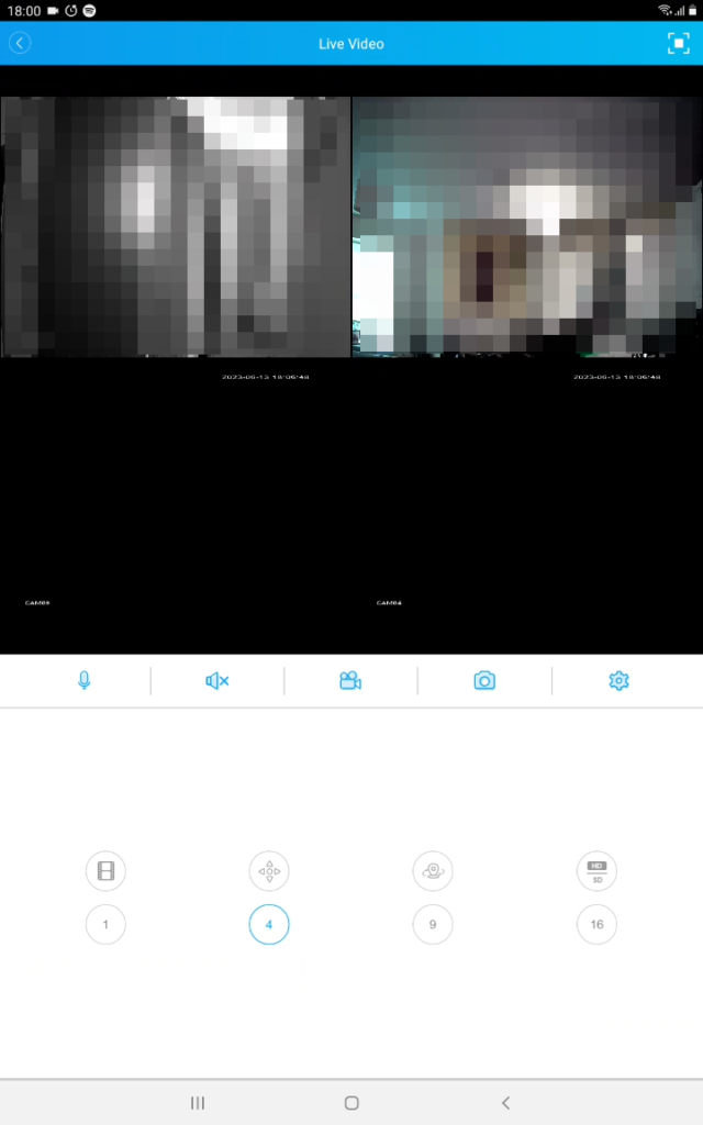 screen showing camera preview in an app for remote acquisition using a mobile device