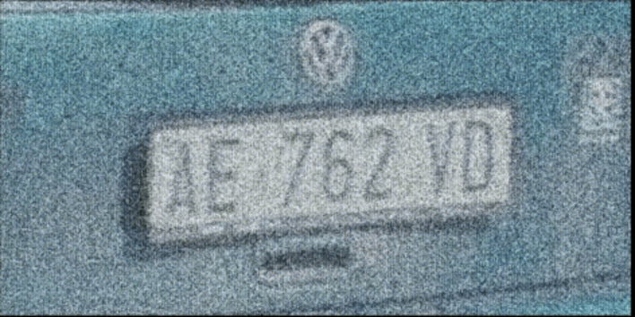 frame averaged output of a license plate