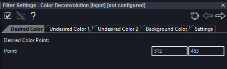 screenshot of the color deconvolurion filter settings