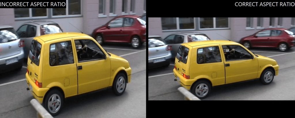 two images of a yellow car 